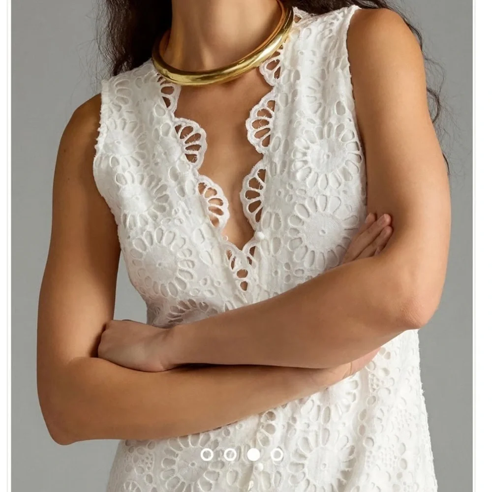 NWT Anthropologie Maeve Sleeveless Eyelet Dress Size 6P